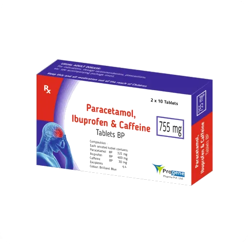 Paracetamol, Ibuprofen & Caffeine 755 mg tablets BP, 2 x 10 pack